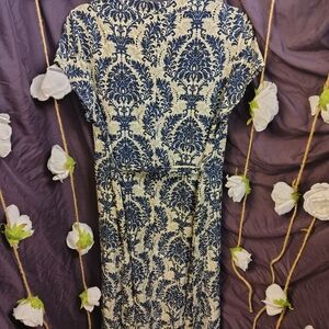 BloomChic Navy and Cream Maxi Dress